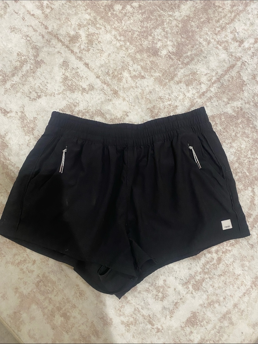 Vuori Black Athletic Shorts with Zipper Detail